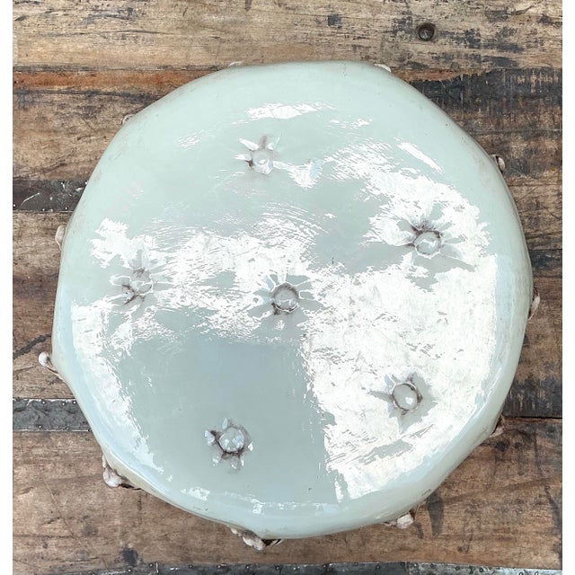 Vintage Glazed Ceramic Swag Pedestal For Sale - Image 9 of 12