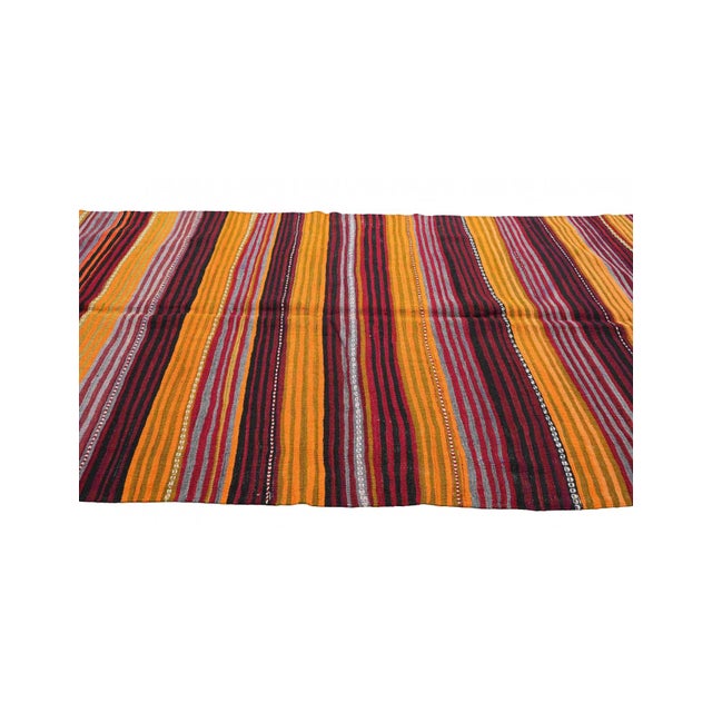 Striped Turkish Vintage Kilim Rug - 5`5" X 10`0" For Sale In Los Angeles - Image 6 of 6