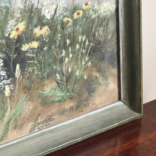 1974 Field of Wildflowers Oil-On-Canvas, Framed For Sale - Image 4 of 13