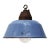 Vintage Industrial Blue Enamel, Clear Glass and Cast Iron Pendant Light For Sale - Image 5 of 6