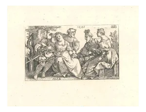 Sebald Beham, The Jester and Two Couples in Love, 1514, Etching