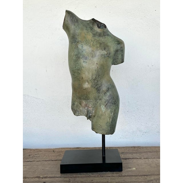 Vintage Patinated Bronze Torso of Man For Sale - Image 4 of 12