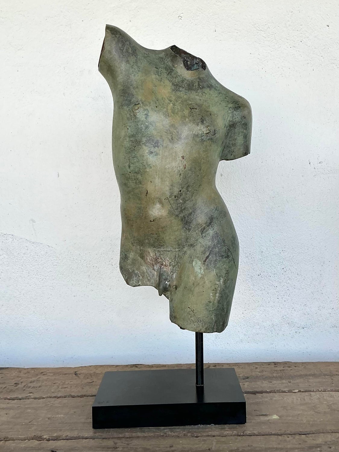 Vintage Patinated Bronze Torso of Man - Detail view