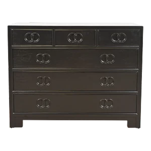 Michael Taylor for Baker Far East Collection Black Lacquered Dresser Chest, Newly Refinished
