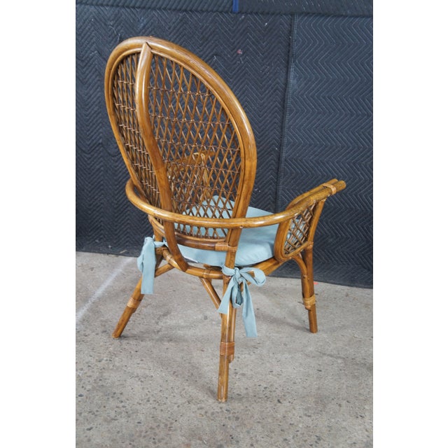 Pair of Mid 20th Century Coastal Style Boho Chic Bamboo & Rattan Peacock Arm Chairs For Sale - Image 11 of 12
