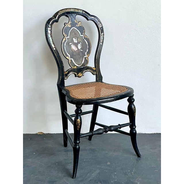 Vintage Paper Mache Inlay Chair For Sale In West Palm - Image 6 of 12