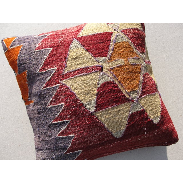 Kilim Rug Pillow cover Made from old turkish kilims Back side cotton and has closed with a solid hidden zipper size:16" x...