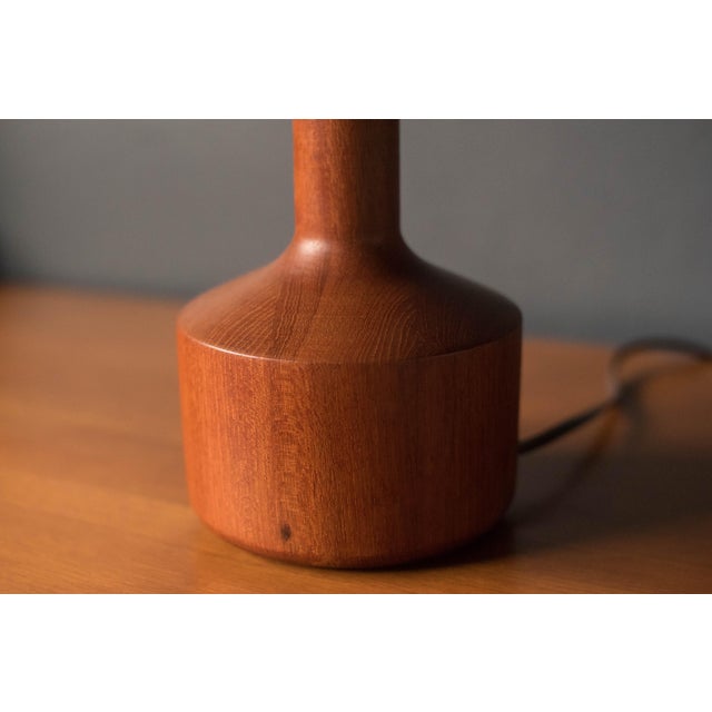 Sculptural Pair of Scandinavian Mid-Century Modern Teak Wood Table Lamps For Sale - Image 9 of 10