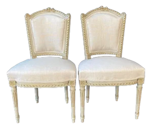 French 19th Century Louis XVI Neoclassical Side Chairs -a Pair