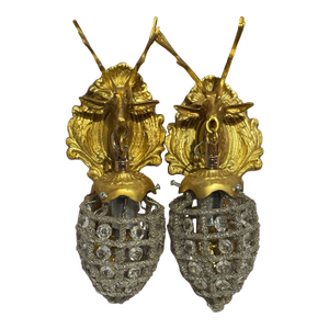 Late 20c French Louis XVI Gilt Bronze Wall Lamps / Sconces - 2 PCS