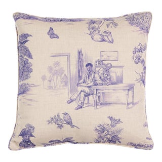 Schumacher x Victor Glemaud Toussaint Toile 20" Pillow in Purple For Sale