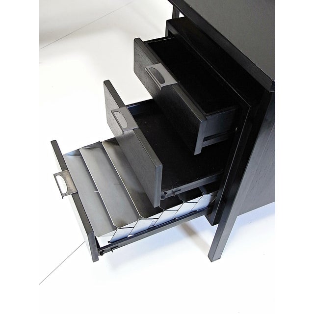 Writing Desk with Typewriter Desk in Black Stained Oak by Herbert Hirche for Christian Holzäpfel KG, Germany, 1960s For Sale - Image 11 of 18