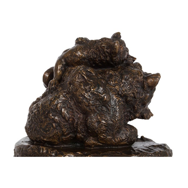 French Antique Bronze Sculpture “Family of Bears” by Delabrierre For Sale - Image 6 of 18