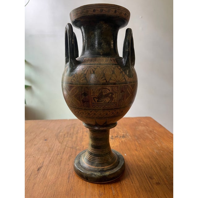 Rustic European Gorgeous Greek Vessel Decorative Vase Hand Painted Ceramic Pottery For Sale - Image 3 of 7