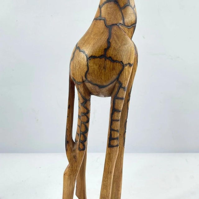 Early 20th Century Early 20th Century Giraffe Wood Sculpture on Custom Base For Sale - Image 5 of 7