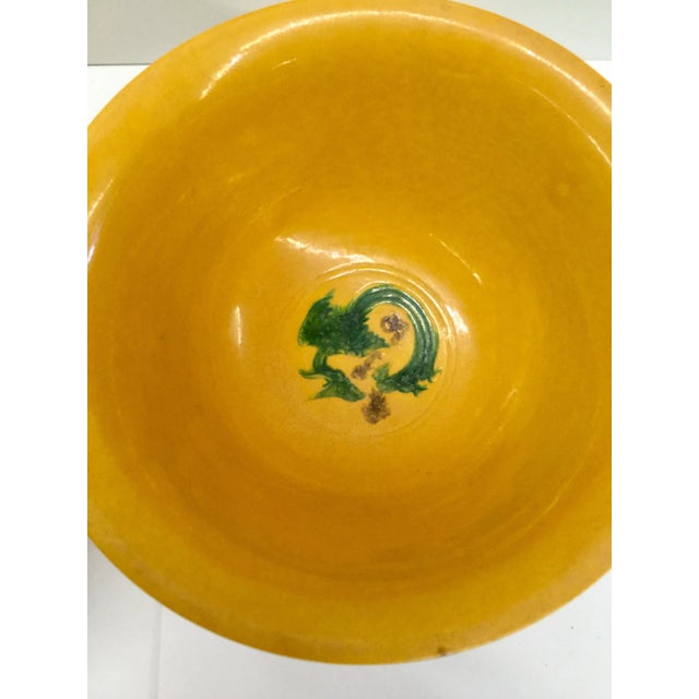 Chinese Hand Painted Emperor Yellow Bowls - a Pair For Sale - Image 4 of 13