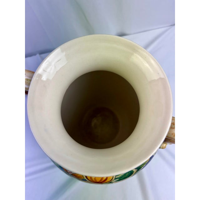 Traditional Late 20th Century Italian Majolica Amphora Vase – Hand-Painted Cobalt Blue Glazed Ceramic With Fruit Motif For Sale - Image 3 of 7