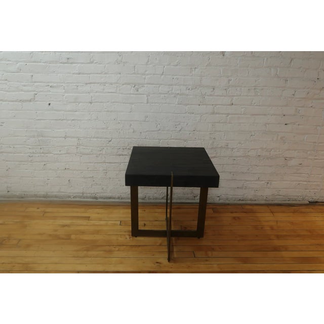 Early 21st Century Wood&Brass Side Table For Sale - Image 5 of 5