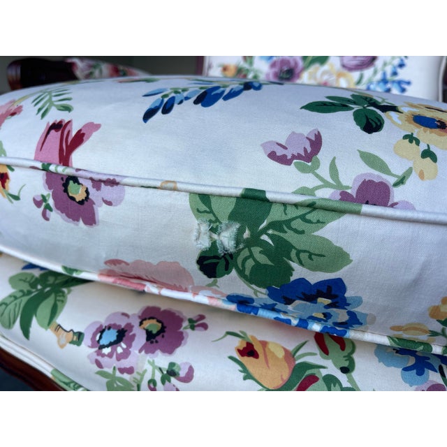 Vintage Floral Bergère Armchairs by Century Furniture, a Pair For Sale - Image 11 of 16