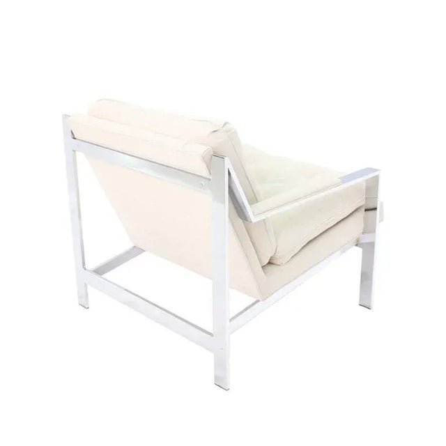 White Vintage Mid Century Baughman Style New Upholstery Lounge Chair For Sale - Image 8 of 9