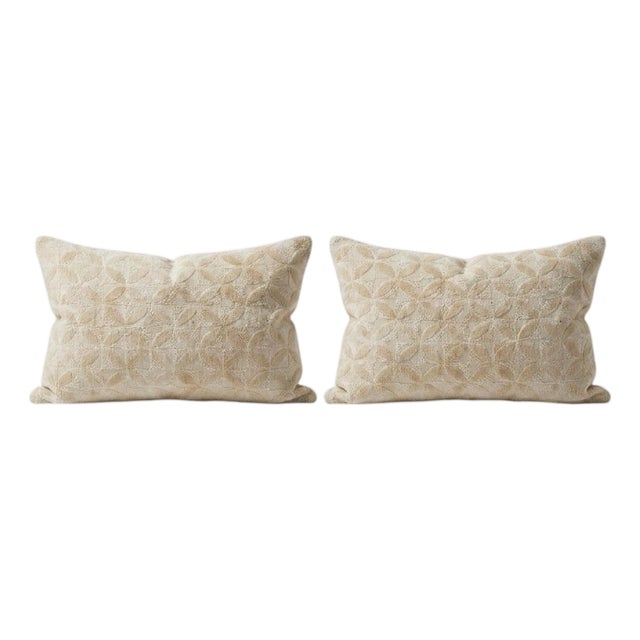 Turkish Oushak Lumbar Kilim Pillow Cover 16'' X 24'' - Set of Two For Sale