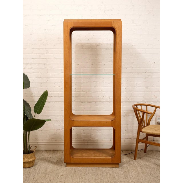 Oak Vintage Bookshelf With Glass For Sale - Image 4 of 12