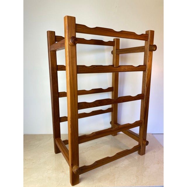 Mid-Century Modern Vintage Winsome Wood Teak Wine Rack, Danish Modern Style For Sale - Image 3 of 11