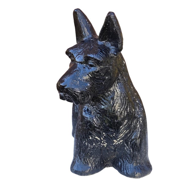 Realism Cement Scottish Terrier Dog Statue Vintage Scotty Vintage Sculpture Black Heavy For Sale - Image 3 of 18