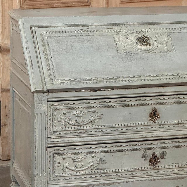 Wood 19th Century Country French Louis XVI Painted Secretaire For Sale - Image 7 of 16