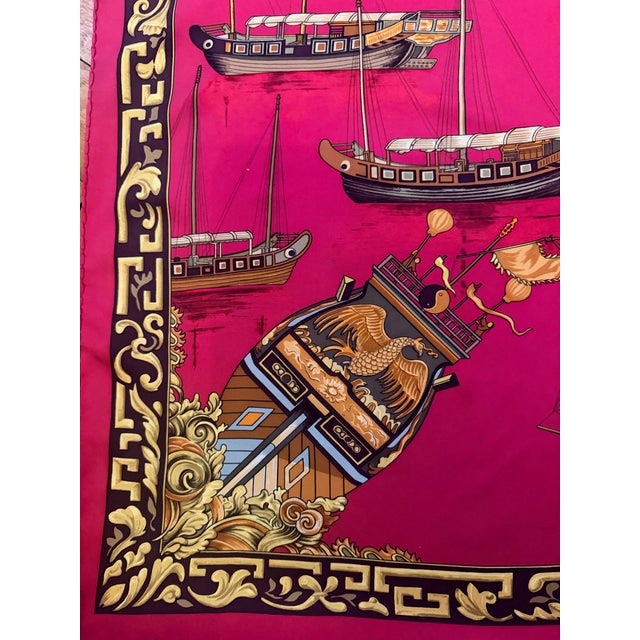 1990s Hermès Jonques Et Sampans Silk Scarf 1999 From Françoise De La Perriere For Sale - Image 5 of 12