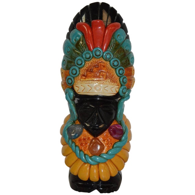 Carved Onyx Statuette With Embellishments For Sale
