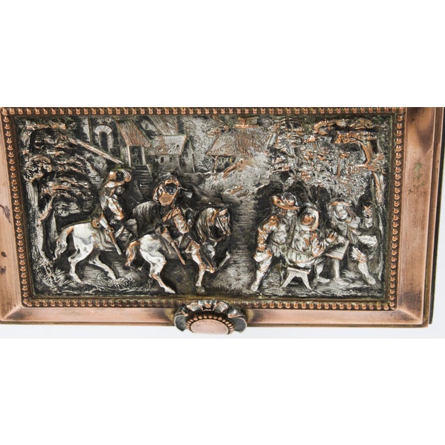 Brown Antique French Silvered and Gilted Copper Jewellery Casket Box from AB Paris For Sale - Image 8 of 18
