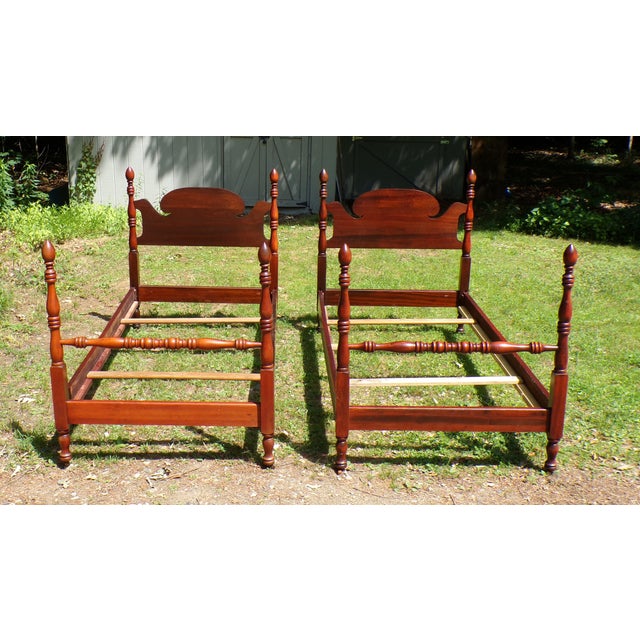 1940s Vintage Pair Cherry Poster Beds Twin Bed Frames For Sale - Image 5 of 12