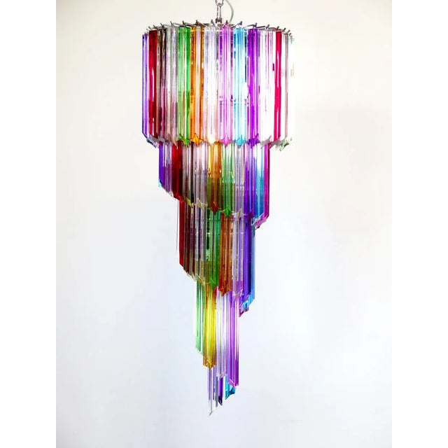 Vintage Italian Multicolored Glass and Metal Mariangela Chandelier, 1983 For Sale - Image 3 of 11