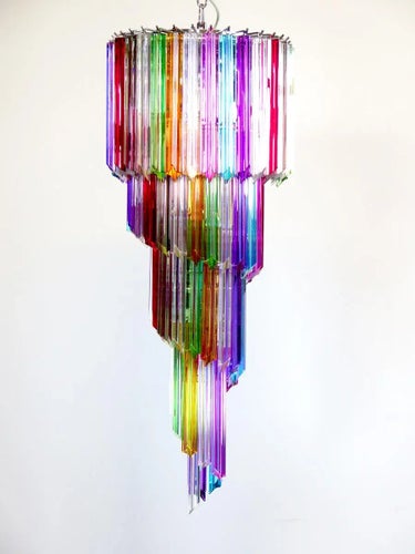 Vintage Italian Multicolored Glass and Metal Mariangela Chandelier, 1983 Chandeliers