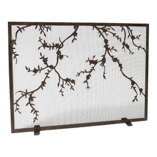 Warm Black Plum Blossom Fireplace Screen Iron For Sale