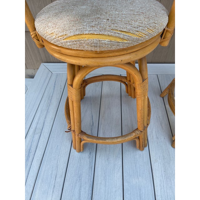 1980s 1980s Boho-Chic Rattan Barstools, 2 Pieces For Sale - Image 5 of 9