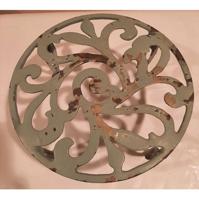 Mid 20th Century Vintage Metal Plant Stand Chippy Paint For Sale - Image 5 of 10