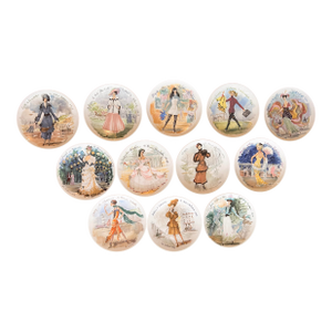 1970s Full Set of 12 D’Arceau Limoges “Les Femmes Du Siècle” Plates – Signed by Frédéric Ganeau