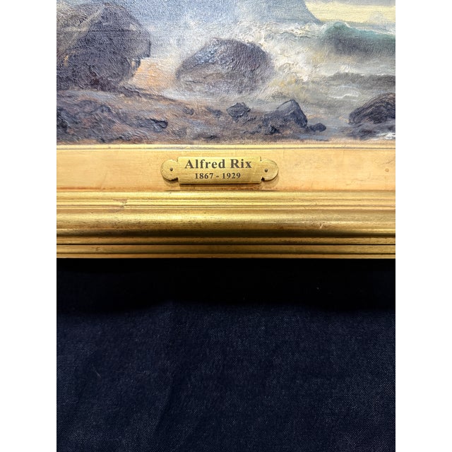 Blue Alfred S. Rix (American, 1867–1929) Rocky Headland and Breaking Surf Seascape For Sale - Image 8 of 9