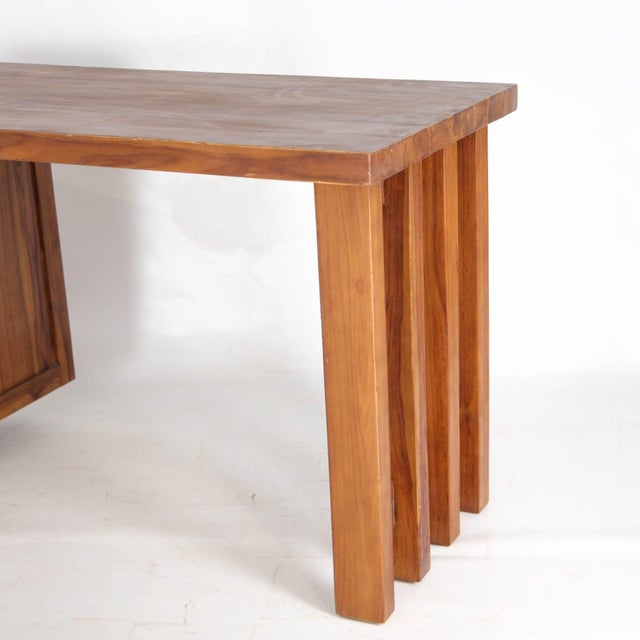 Brutalist Wood Desk, 1980s For Sale - Image 11 of 16