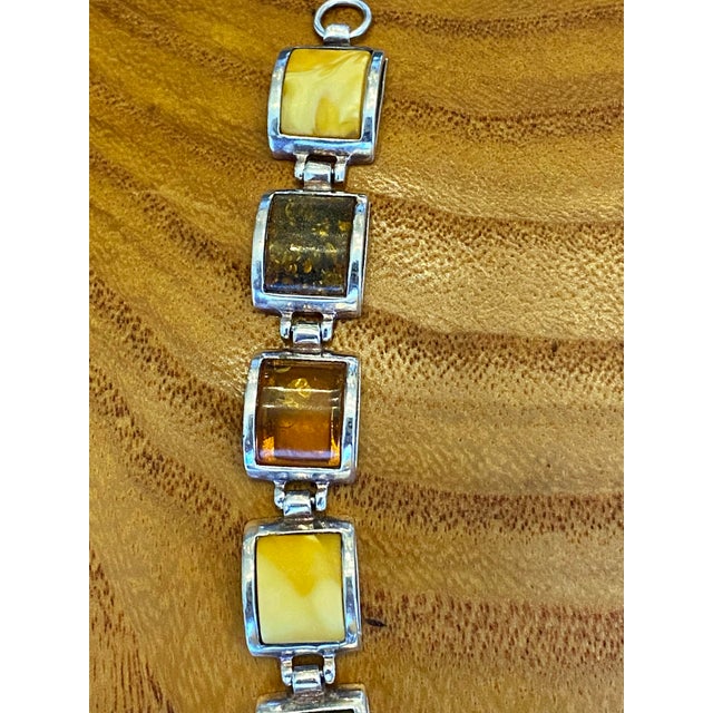 Multiple Hues of Amber + Sterling Silver Link Bracelet For Sale - Image 6 of 12