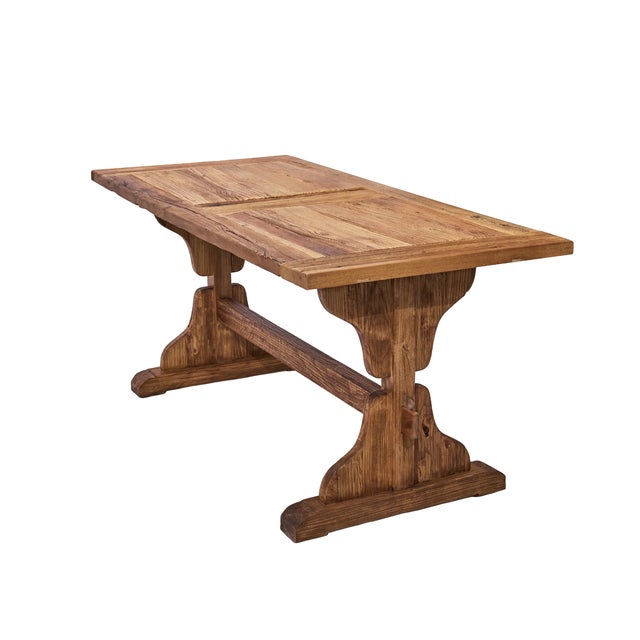 Farmhouse Matthew Izzo Home Reclaimed Elm Wood Monestary Dining Table For Sale - Image 3 of 6