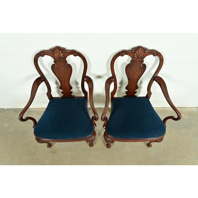 Mid 20th Century Smith & Watson Georgian Carved Mahogany Armchairs, Pair For Sale - Image 5 of 14