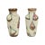 Pair of West German pottery vases featuring abstract shapes and patterns—one with a marble effect—by Bay Keramik...