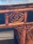 Striking antique 19th century Chinese Chinoiserie bamboo rattan and black lacquer tortoise finish desk having geometric...