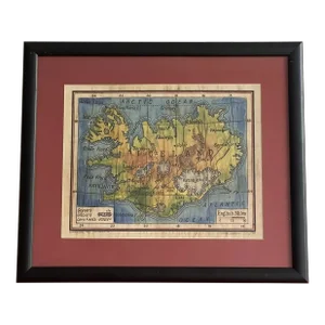 Hand Colored Iceland Historical Map Lisa Middleton Geysers Glaciers Lava Fields