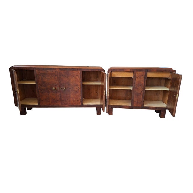 Wood Art Deco Sideboards in Briar Wood, 1930s, Set of 2 For Sale - Image 7 of 13