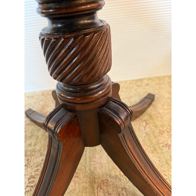 Vintage Brandt Furniture Duncan Phyfe Styled Tooled Leather Drum Table For Sale - Image 9 of 12