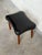 Wood Vintage Danish Modern Teak & Black Leather Footstool Ottoman Mid Century Stool For Sale - Image 7 of 8